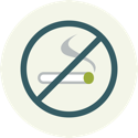 Icon of cigarette in a circle with a slash across